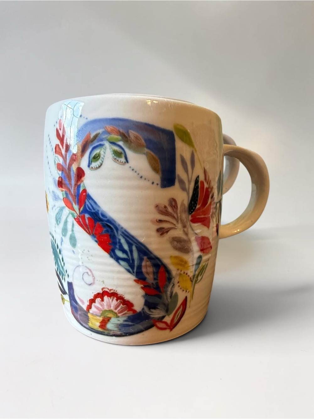 Anthropologie Starla M. Halfmann Letter Monogram “S” Coffee Cup Ceramic Mug